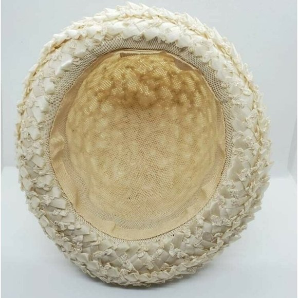 Vintage Union Made Woven Straw Cream Womens Ladies Hat Size 6 - Picture 8 of 8